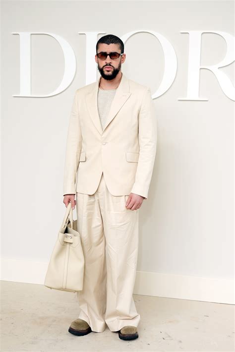 dior bad bunny|Bad Bunny Goes Minimalist in a Monochromatic Dior Suit.